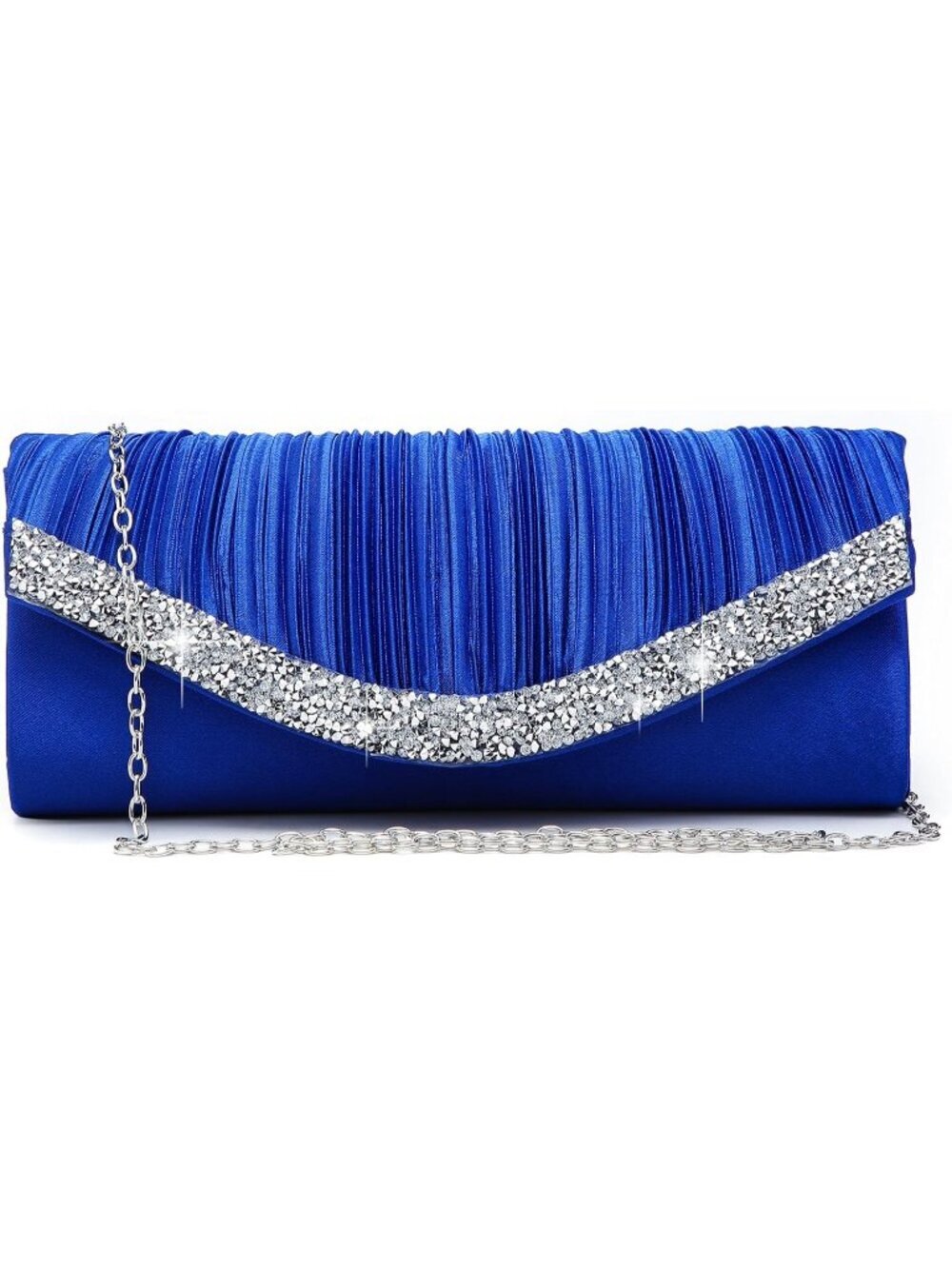 Women's Blue Rhinestone Evening Clutch Purse Formal Hand Bag Prom Party Bag